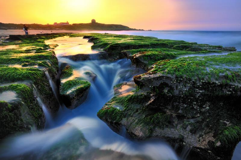 Canales de roca verde de Laomei