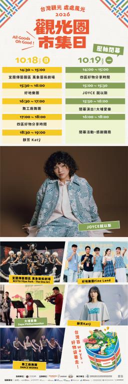 2026 觀光圈市集日 主舞台時刻表 10.18-10.19