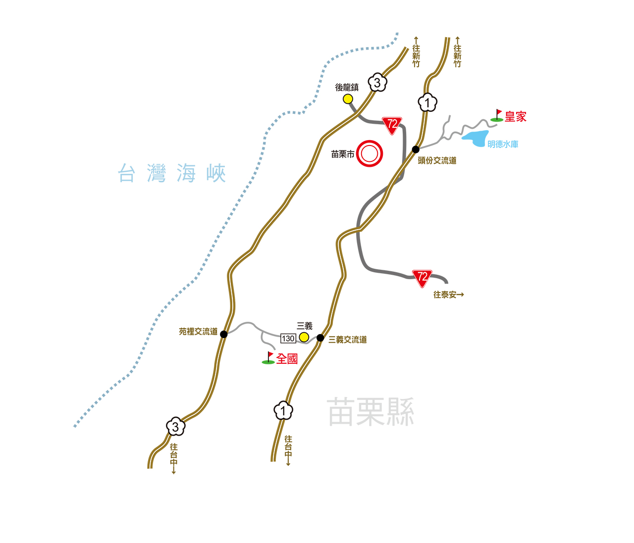 苗栗地區高爾夫球場位置圖