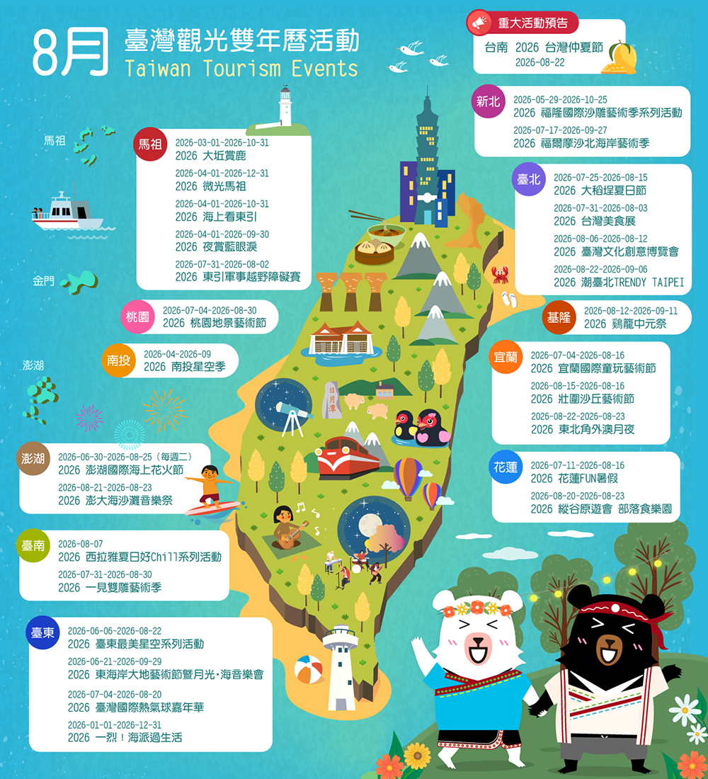 8月精彩活動盡在臺灣觀光活動